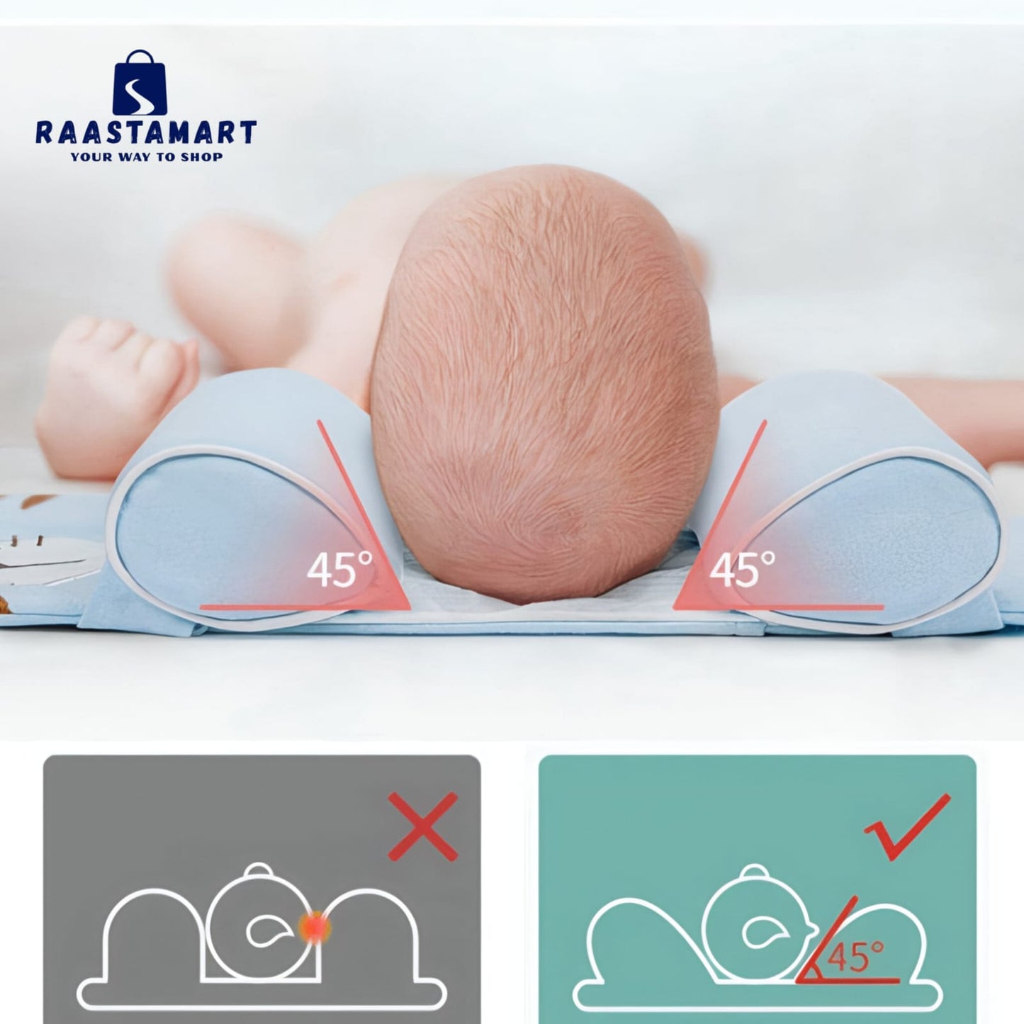 Baby Head Shaping Pillow for Baby's Healthy Head Development.